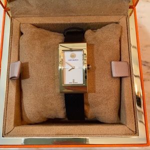 NWOT Tory Burch Leather Wristwatch - Black/Gold